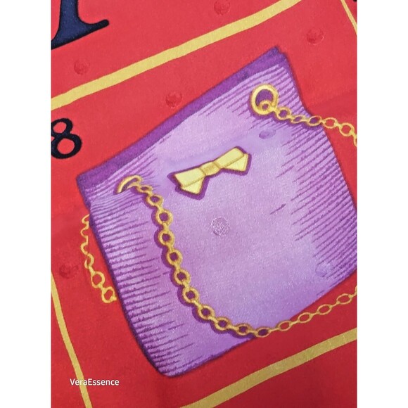 Vintage 1980s Nina Ricci Silk Scarf Printed Logo Hand Rolled Hem Gorgeous - Picture 5 of 9